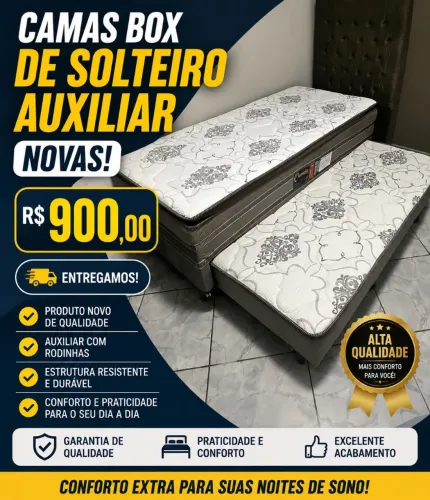CAMAS BOX DE SOLTEIRO AUXILIAR