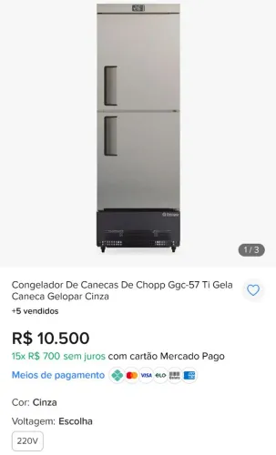 Congelador De Canecas De Chopp Ggc-57 Ti Gela Caneca Gelopar Cinza