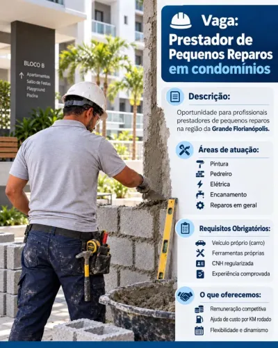 Vaga Prestador de Pequenos Reparos para Condomínios