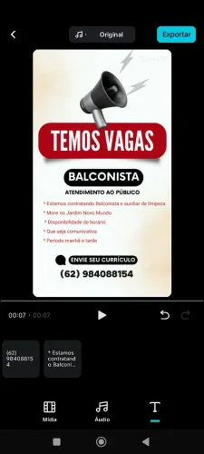 Vaga de emprego com início imediato 