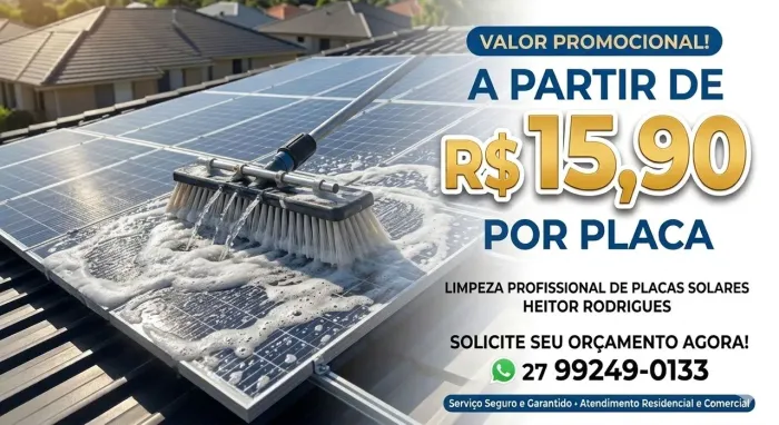Energia solar. Limpeza de painéis solar