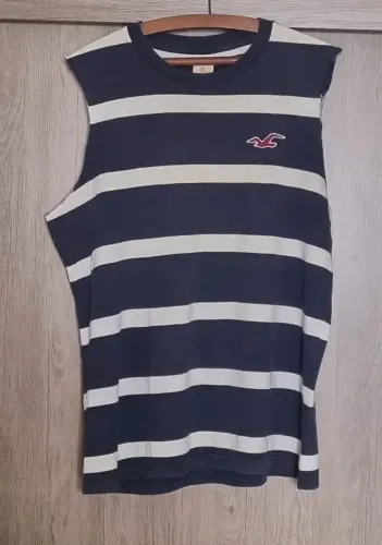camiseta regata machao branca e azul hollister