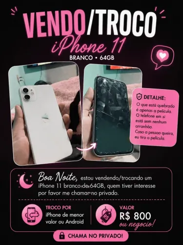 VENDO IPHONE 11 BRANCO DE 64Gb