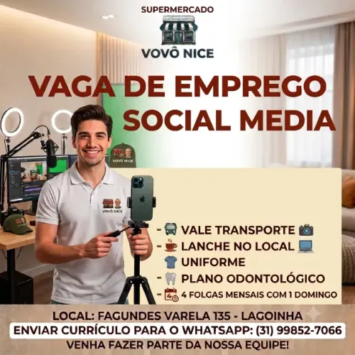 VAGA DE SOCIAL MEDIA COM BENEFICIOS!
