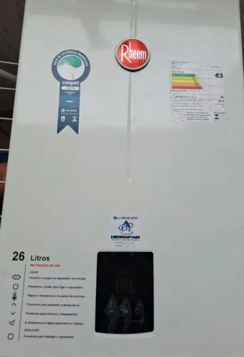 Aquecedor Rheem 26 litros com mau funcionamento no estado.