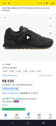 Tênis New Balance 574 V2 camurça N° 41 - usado 3 vezes 