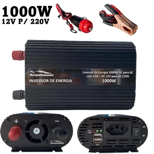 Inversor de Energia 1000W 12V para 220V Com Saída USB Ideal Starlink - Torquehammer