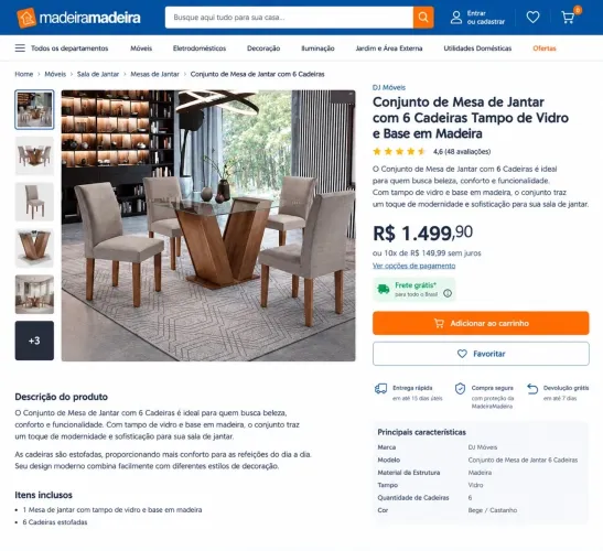 Mesa 4 cadeiras de vidro