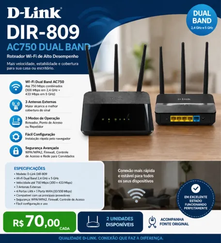 Roteador D-Link DIR-809 AC750 Dual Band