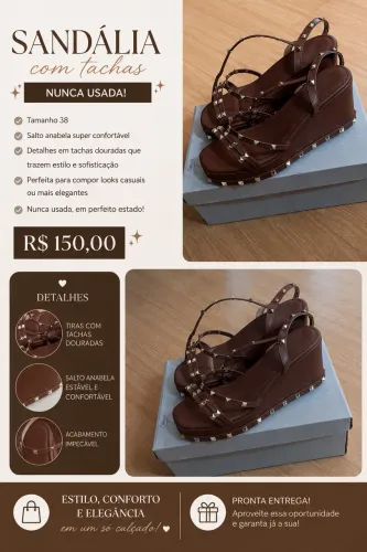 Sandália Anabela Feminina Nova - Tam. 38 | R$ 150