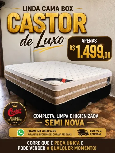 Linda Cama Box Queen Size Castor Premium ORIGINAL