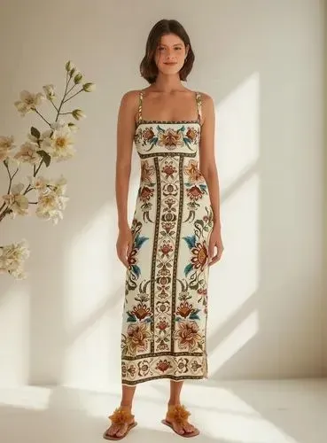 Vestido Farm canelado aberto atras