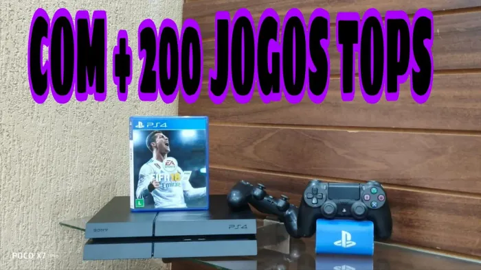 PS4 + GARANTIA + 200 jogos tops