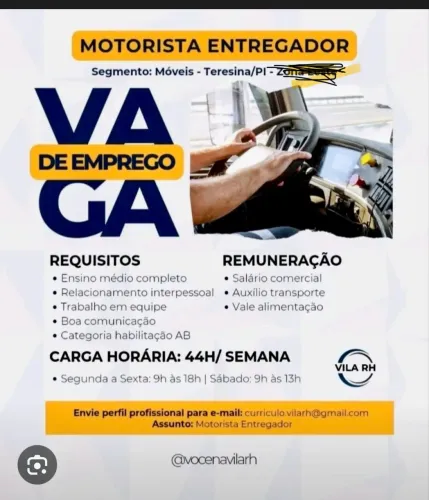 Vaga motorista entregador 