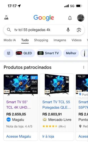 TV TCL 55polegadas 4K 