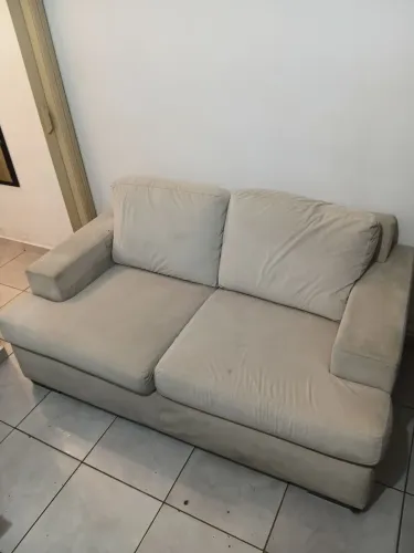 Sofá Retrátil Suede Bege