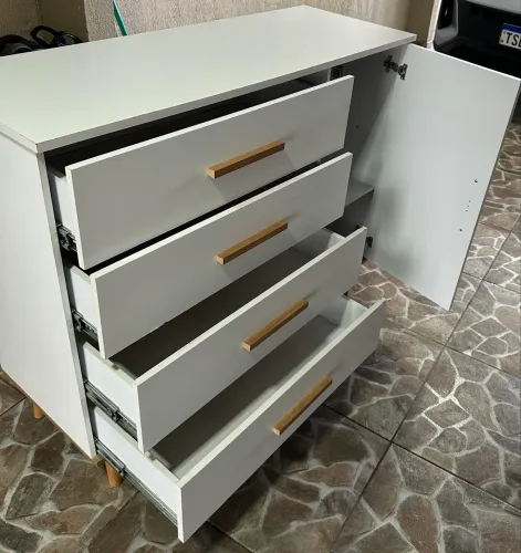 Comoda 4 Gavetas Ludmila Carolina Com Fraldário Branco CB012