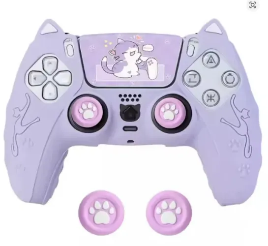 Capa para manete de PS5 silicone de gatinho com grips