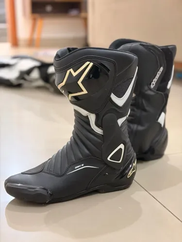 Bota Alpinestars SMX-6 Racing Couro Preta - Tamanho 42
