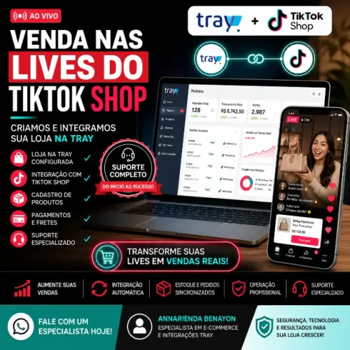 FAÇO SUA LOJA NA TRAY + TIKTOK SHOP PRONTA PARA VENDER EM LIVES