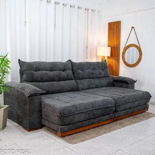 Sofá Retrátil Reclinável 2,90m Rulle Chenille D28 Soft - Molas Ensacadas rf32