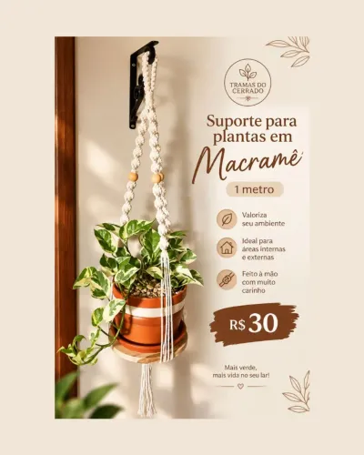 Suporte de plantas em Macramê, 1 metro