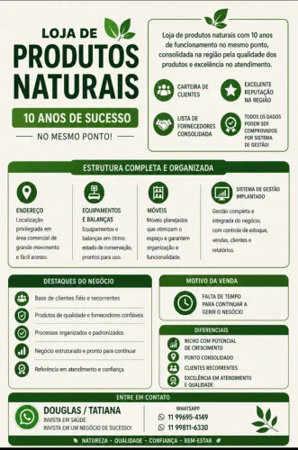 Loja produtos naturais a venda