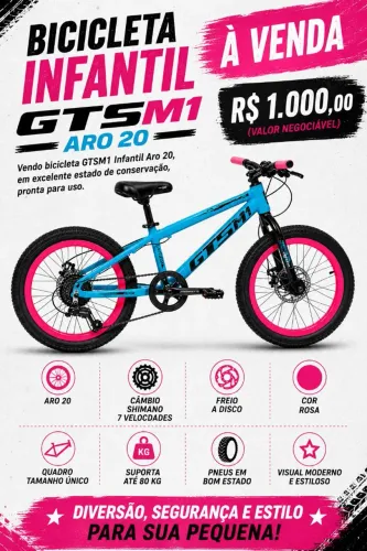 Bicicleta Infantil GTSM1 Aro 20 à Venda 