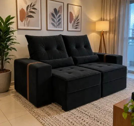 Sofá Retrátil e Reclinável (Produto Novo)