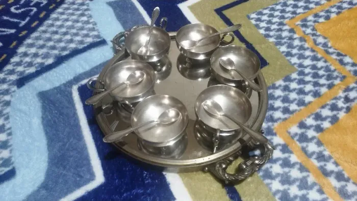 Jogo completo de sobremesa todo em Prata com bandeja.