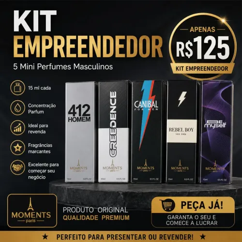 KIT EMPREENDEDOR - 5 MINI PERFUMES MASCULINOS 15ML | PARFUM