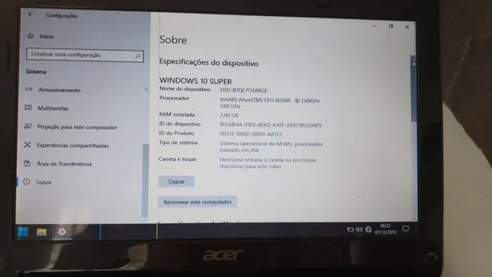 Netbook Acer Aspire one