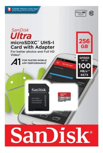 Cartão de Memória MicroSD Sandisk Ultra 256GB