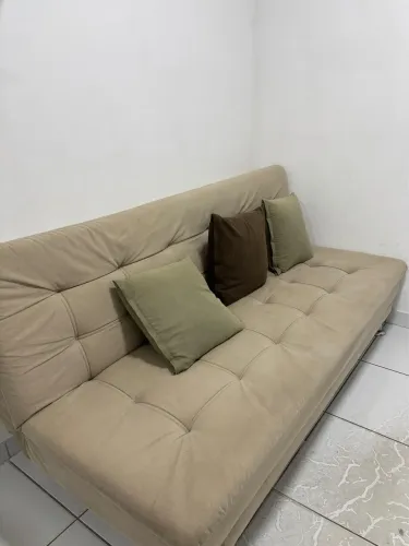 Sofá Cama Casal Moderno - Suede Castanho