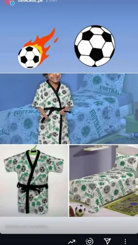 SUPER PROMOÇÃO - Roupão Felpudo Quimono Estampado Show de Bola<br>TAMANHO M (6 á 8 anos)