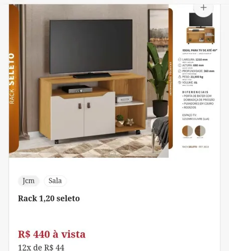 RACK SALETO TV 49 POLEGADAS 