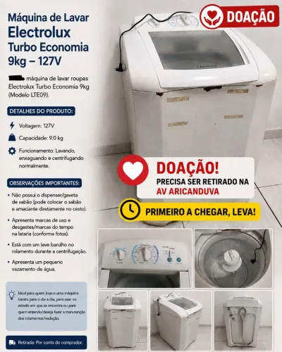 Máquina de Lavar Eletrolux 9Kg