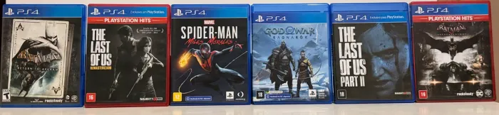 Coleção 6 jogos PS4 - God of War Ragnarök,Spider Man, Batman e The Last of Us