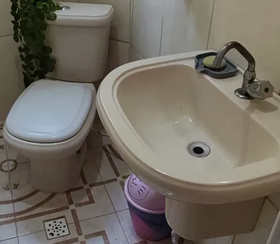 Pia de louça e vaso sanitário