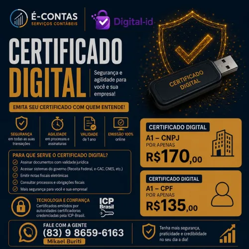 Certificado digital A1- CNPJ ou CPF