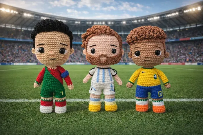 Bonecos jogadores em Amigurumi crochê 