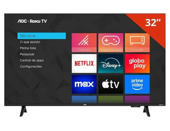 Smart TV LCD LED 32" AOC 32S5155/78G - Wi-Fi, HD, Quad Core, Dolby Áudio, 60 Hz