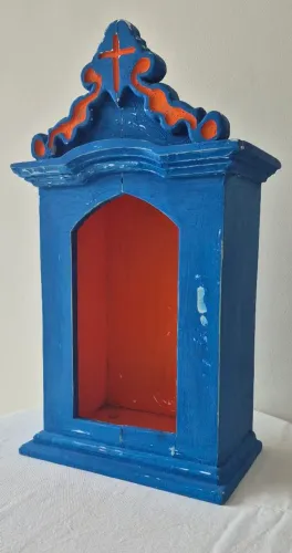 Oratório em madeira maciça rústico feito à mão - Peça decorativa e devocional<br>
