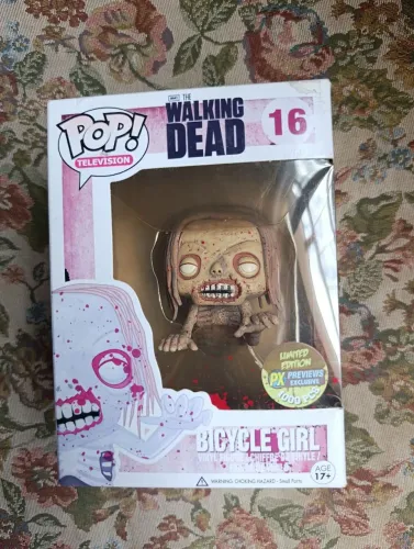 Funko Pop TWD Bicycle Girl - 16 ED LIMITADA BLOODY PX ( Caixa com descoloração na frente)