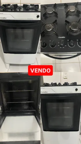 Fogão de Piso Esmaltec 4 Bocas Safira Glass Branco - Bivolt