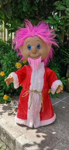 Boneco Papai Noel / Duende Vintage Animatrônico com Luz e Movimento (Anos 80/90)