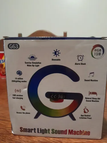 G-SPEAKER SMART STATION,abaju Bluetooth cor branco,carregador de celular por indução,Led v