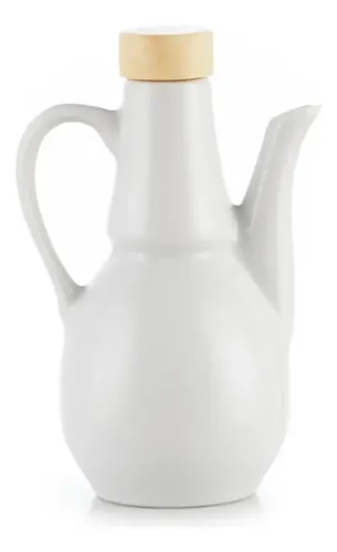 Jarra P/ Azeite Galheteiro Azeiteiro 200 Ml Porcelana Branca