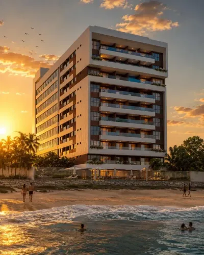 SÃO JOSÉ DA COROA GRANDE -Flat 24 m² com lazer completo, pé na areia. Excelente custo bene
