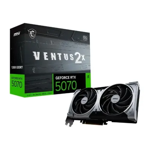 Placa de Vídeo MSI GeForce RTX 5070 12GB VENTUS 2X OC, GDDR7, NVIDIA, RAY Tracing, DLSS